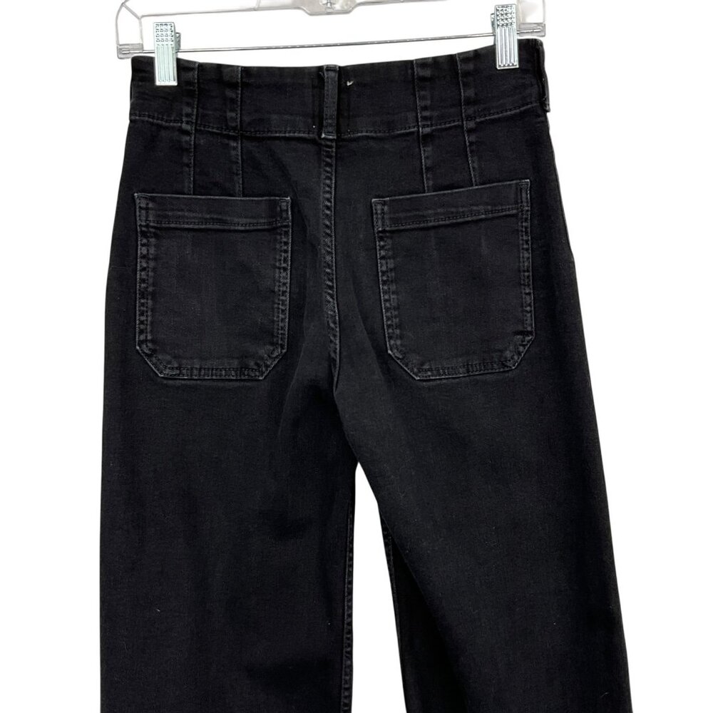 Anthropologie Maeve The Colette Wide Leg Jeans Womens 26P Black High Rise Crop - Picture 4 of 12
